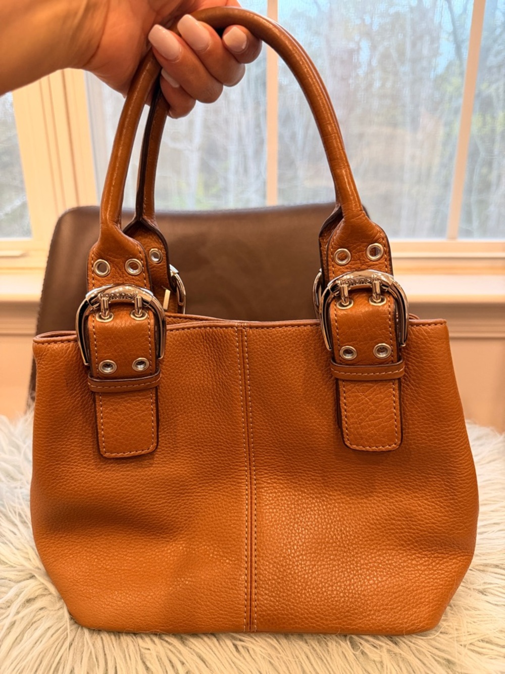 Classic Tan Leather Tote Handbag